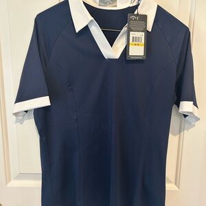 Callaway Navy Blue Women's Polo with White Accents